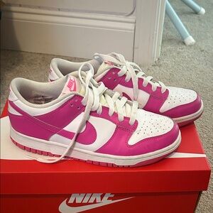 Nike Fuchsia and White Low-Top Sneakers